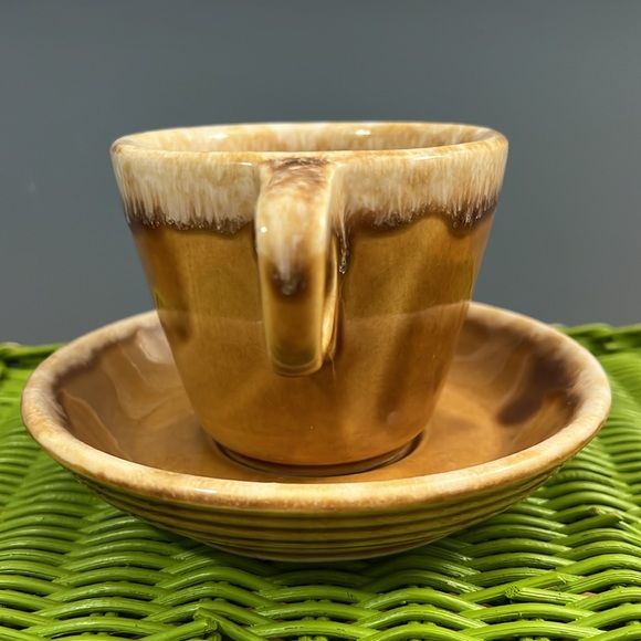 Hull Teacup and Saucer Creston Butterscotch Color Coffee Cup Mug Dripware - Picture 5 of 10